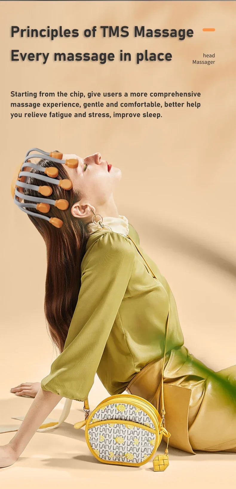 20-Head Scalp Massager with Red Light Therapy Octopus Scratcher Orange